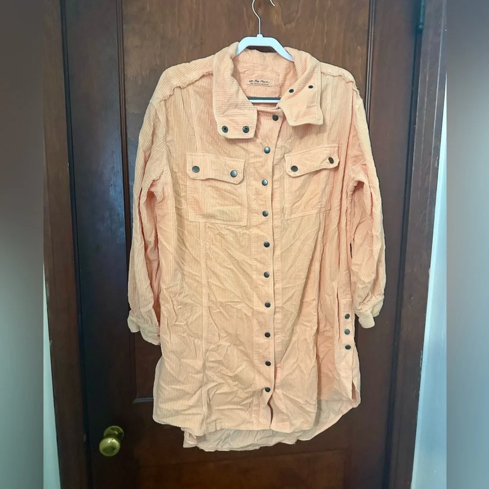 Free People Vianna Cord Shacket Top Size S